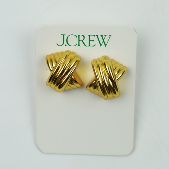 New JCREW Crisscross stud earrings in Gold $39 CG639 - Picture 2 of 2